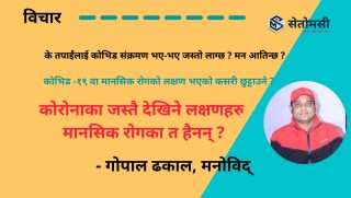 कोरोनाका जस्तै देखिने लक्षणहरु मानसिक रोगका त हैनन् ? कसरी छुट्याउने ?