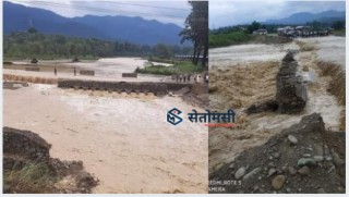 बर्षाका कारण देवदह स्थित घोडाहा डाइभर्सनमा क्षती
