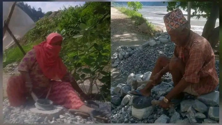 कालीगण्डकी किनारमा गिट्टी कुट्नेको जीवन: दु:खमाथि झन् दु:ख