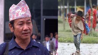 होल्डिङ सेन्टरमा डुबानबाट प्रभावित बालकलाई हर्क साम्पाङले ५० हजार सहयोग गर्ने घोषणा