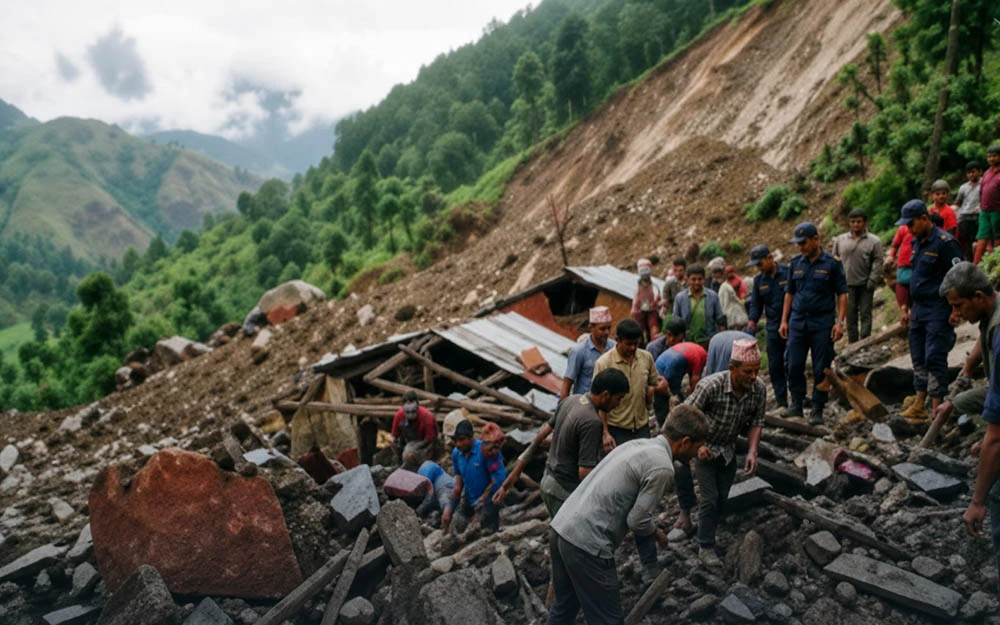 चीनतर्फ पहिरो खस्दा भोटेकोशीको बहाब प्रभावित, सतर्क रहन आग्रह