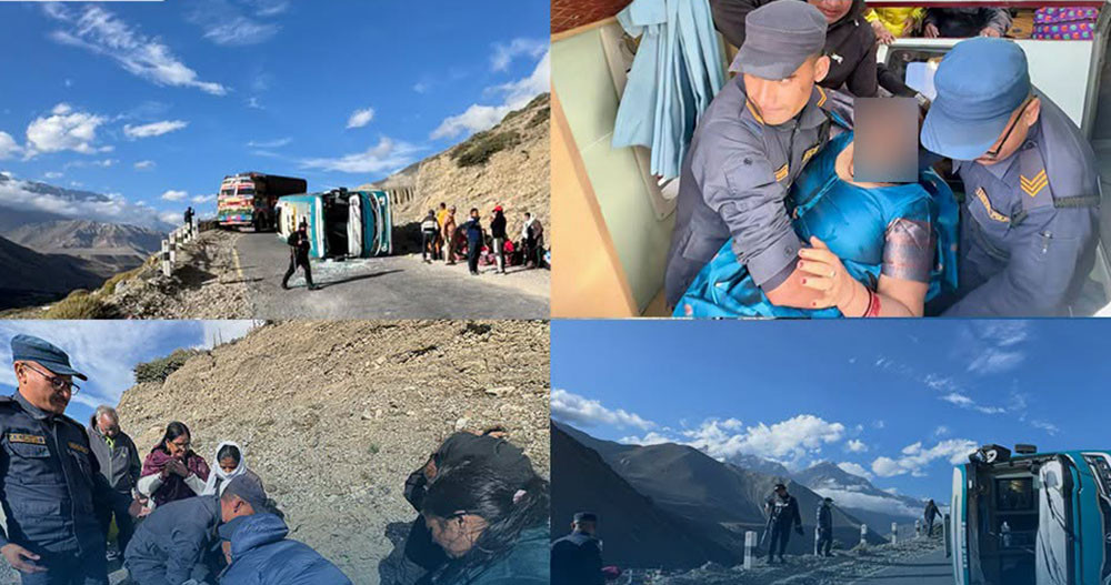 मुस्ताङमा मिनिबस दुर्घटना, १२ भारतीय पर्यटक घाइते