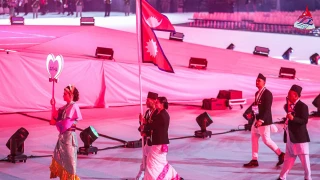 एसियाली खेलकुद जापानमा सुरु, मार्चपास्टमा चन्द्र र मानमतीले बोके नेपाली झण्डा