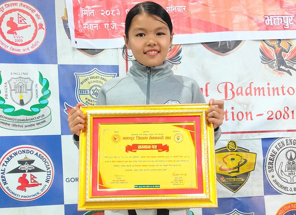 तेक्वान्दो खेलाडी वैभवी सम्मानित